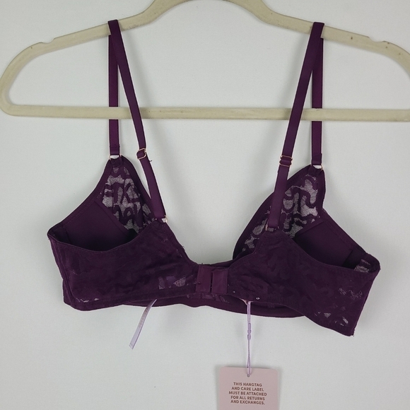 Savage X Fenty Womens Tagged By Quarter Late Nught Purple Lace Plunge Bra Sz 34B - Picture 8 of 10
